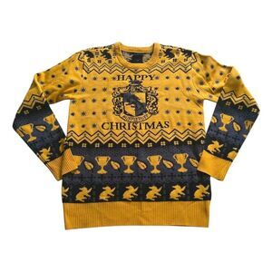 Harry Potter Hufflepuff Ugly Holiday Sweater Happy Christmas Adult SZ XS